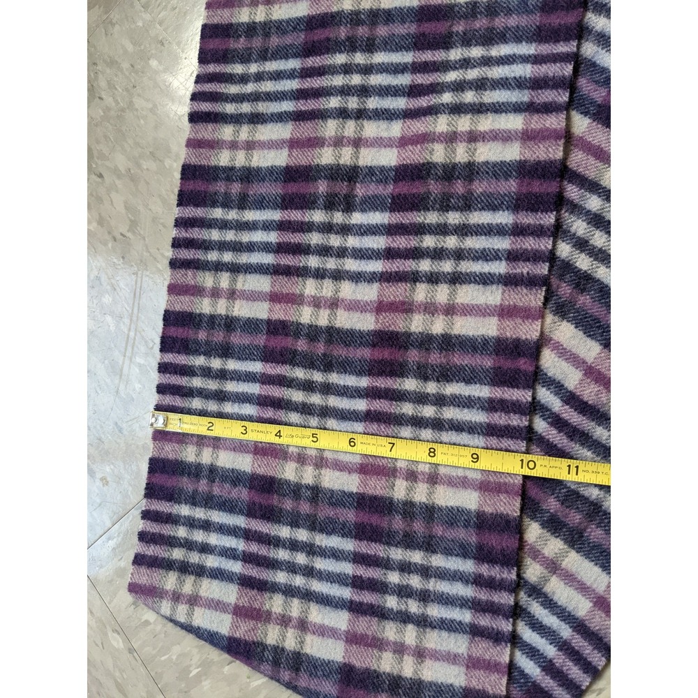 Ballantrae Edinburgh Purple Plaid 100% Lambswool Fringe Scarf Made in Scotland - Picture 6 of 6